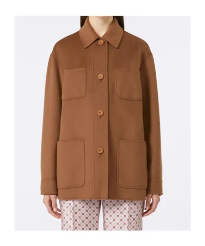 Max Mara Button-fastening Patch-pocket Jacket In Brown
