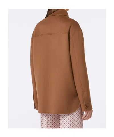 Max Mara Button-fastening Patch-pocket Jacket In Brown