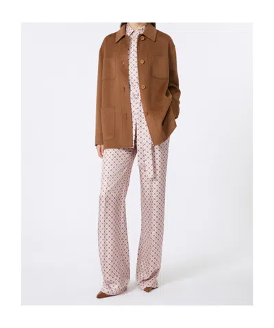 Max Mara Button-fastening Patch-pocket Jacket In Brown