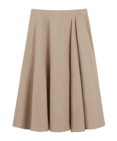 Max Mara Long Cotton Poplin Skirt In Nude