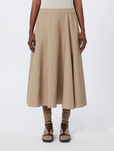 Max Mara Long Cotton Poplin Skirt In Nude