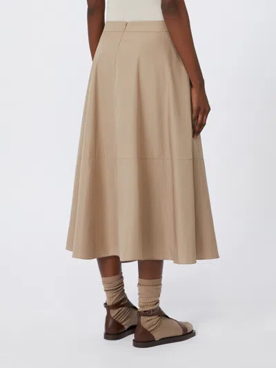 Max Mara Long Cotton Poplin Skirt In Nude