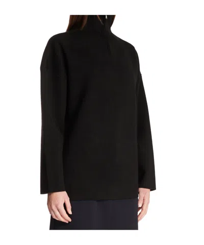 The Row Black Cashmere Zip Sweater In Black