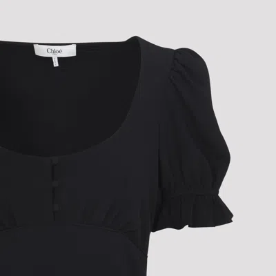 Chloé Long Dress With Button Detail And Empire Waistline In Black