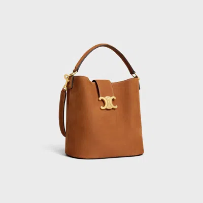 Celine Medium Bucket Louise In Nubuck Calfskin In Brown