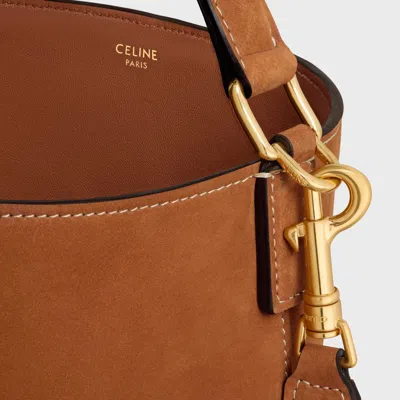 Celine Medium Bucket Louise In Nubuck Calfskin In Brown