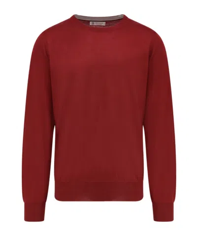 Brunello Cucinelli Cashmere Crew Neck Sweater In Red