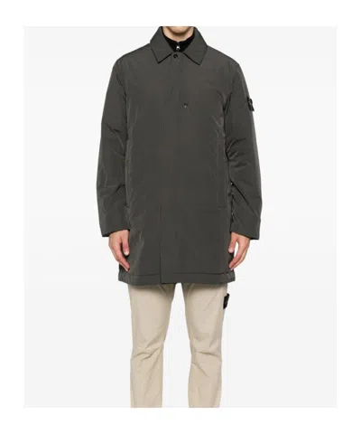 Stone Island Coat With Buttons In Gray