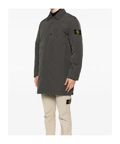 Stone Island Coat With Buttons In Gray