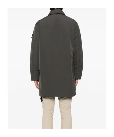 Stone Island Coat With Buttons In Gray
