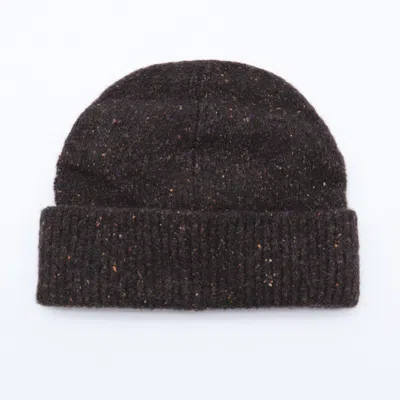 Brunello Cucinelli Ribbed Cuff Speckled Texture Hats In Black