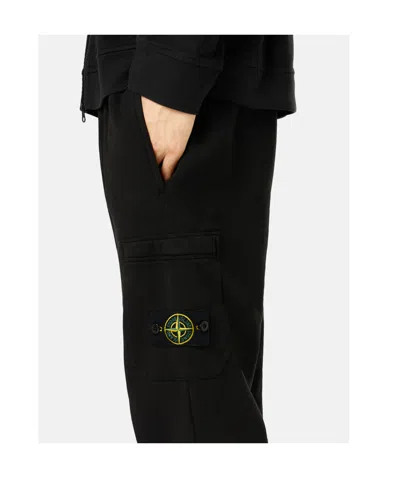 Stone Island Relaxed Jogger Pants With Cargo Pocket And Drawstring In Black