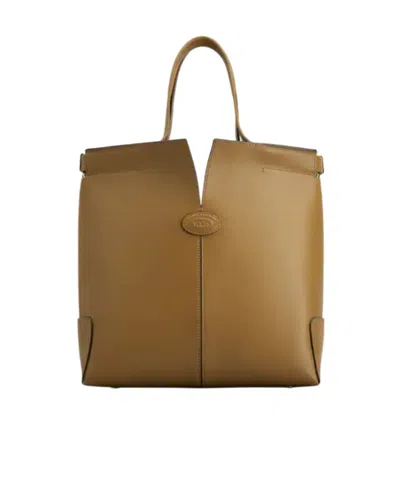Tod's Di Bag Folio Small Top Handle Bag In Brown