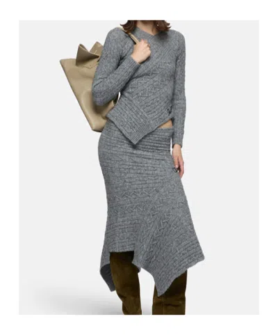 Attico Sweater In Brown Cable Wool Mix Knit In Gray