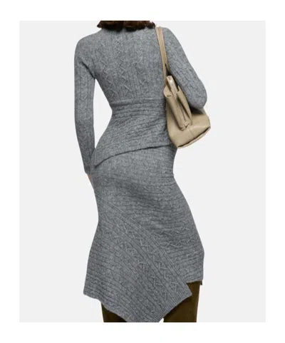 Attico Sweater In Brown Cable Wool Mix Knit In Gray