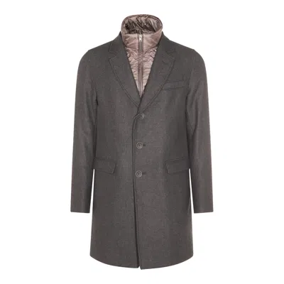 Herno Wool Coats Featuring Back Vent In Brown