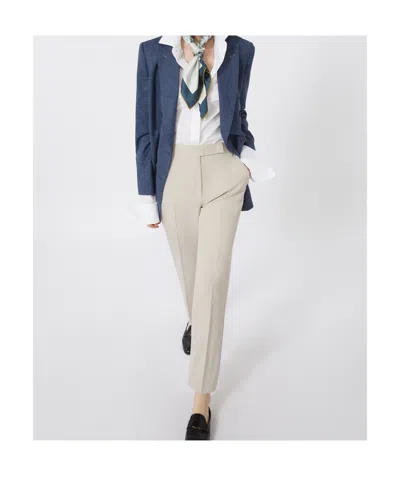 Max Mara Felice Straight Leg Trousers With Belt Loops In Neutral