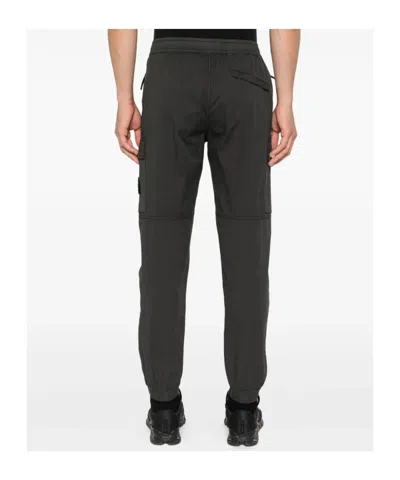 Stone Island Regular Tapered Cargo Trousers With Elastic Waistband In Black