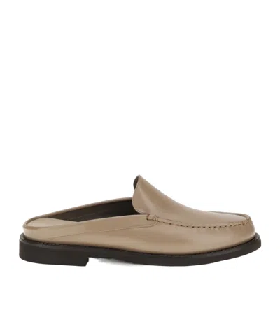 Brunello Cucinelli Leather Sabot In Gray