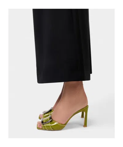 Roger Vivier Stitching Mule 85 Buckle Open Stiletto In Green