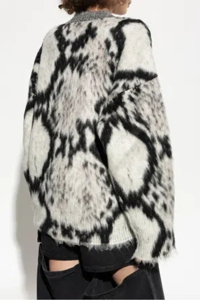 Attico Cropped Python Print Sweater In Gray