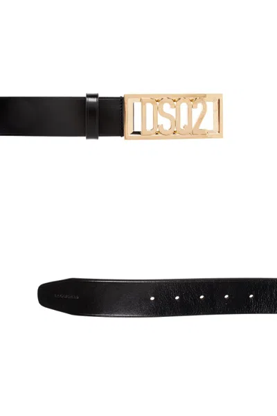 Dsquared2 Logo-detail Leather Belt In Black