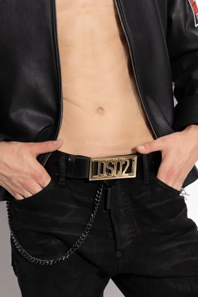 Dsquared2 Logo-detail Leather Belt In Black