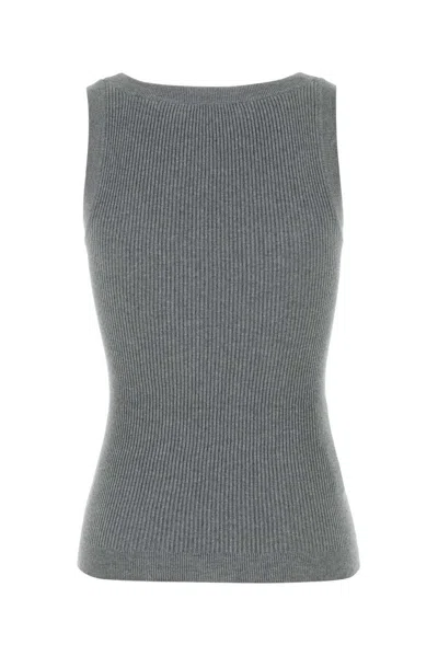 Miu Miu Scoop-neck Rib Knit Cotton Tank Top In Green