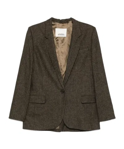 Isabel Marant Single-breasted Pinstripe Blazer In Brown