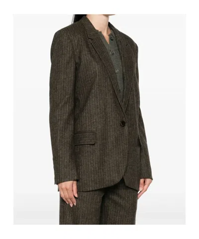 Isabel Marant Single-breasted Pinstripe Blazer In Brown