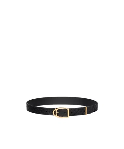 Gucci Stirrup Buckle Gg Leather Belt, Black Belt with stirrup buckle in black leather | GUCCI® US main image 3