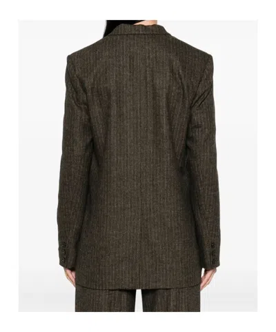 Isabel Marant Single-breasted Pinstripe Blazer In Brown