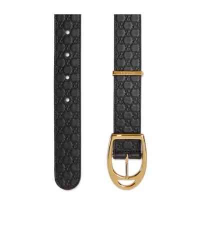 Gucci Stirrup Buckle Gg Leather Belt In Black | ModeSens display picture 1