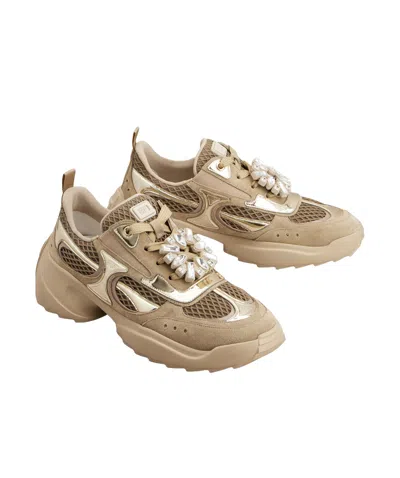 Roger Vivier Chunky Sole Sneakers Featuring Metallic Accents In Gold