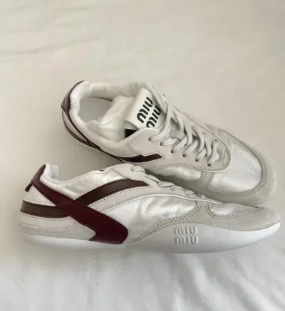 Miu Miu Women Two-tone Tech Fabric And Suede Gymnasium Sneakers In Multi