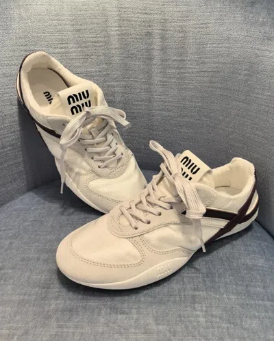 Miu Miu Women Two-tone Tech Fabric And Suede Gymnasium Sneakers In Multi