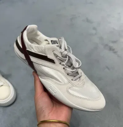 Miu Miu Women Two-tone Tech Fabric And Suede Gymnasium Sneakers In Multi