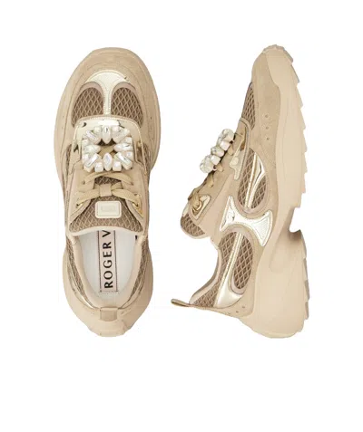 Roger Vivier Chunky Sole Sneakers Featuring Metallic Accents In Gold