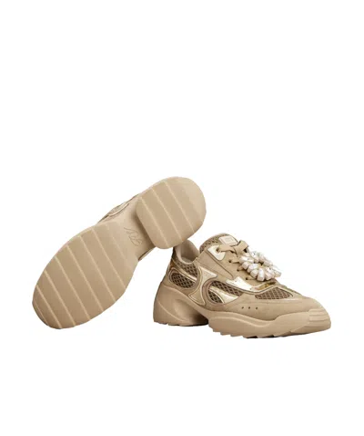 Roger Vivier Chunky Sole Sneakers Featuring Metallic Accents In Gold