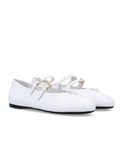 Prada Saffiano Patent Leather Ballerinas In Multi