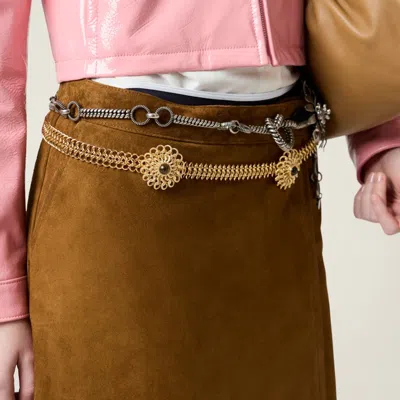 Miu Miu Suede Knee-length Wrap Skirt In Brown