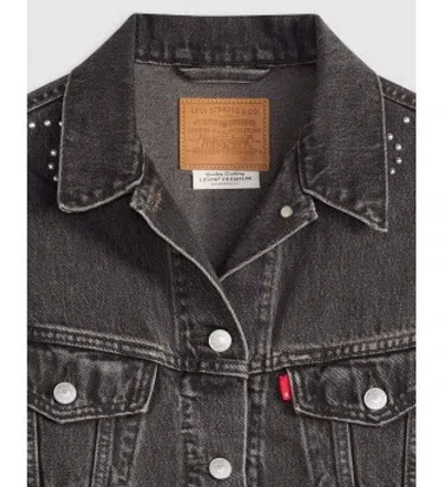 Levi's Shrunken 90s No Pleat Bejeweled Trucker Clothing In Black