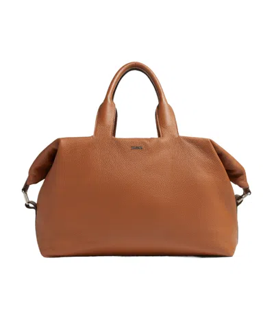 Zegna Sac De Voyage En Cuir De Cerf Foliage In Brown