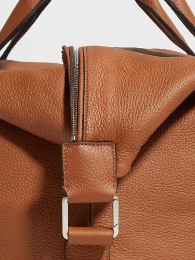 Zegna Sac De Voyage En Cuir De Cerf Foliage In Brown