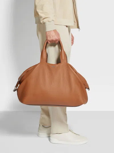 Zegna Sac De Voyage En Cuir De Cerf Foliage In Brown