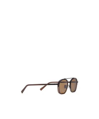 Zegna Dark Brown Orizzonte I Acetate And Metal Sunglasses In Brown
