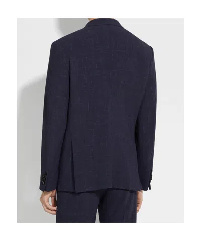 Zegna Men's Wool And Linen Jacket In Blue