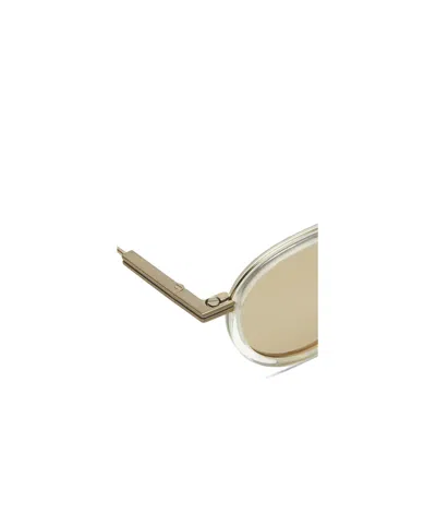 Zegna Transparent Yellow Titanium And Acetate Sunglasses In Brown