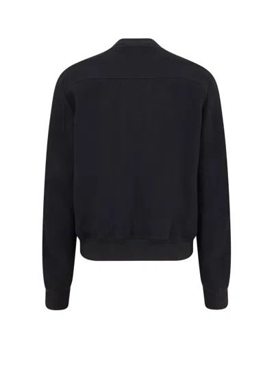 Rick Owens Leather Bomber Jacket In Black