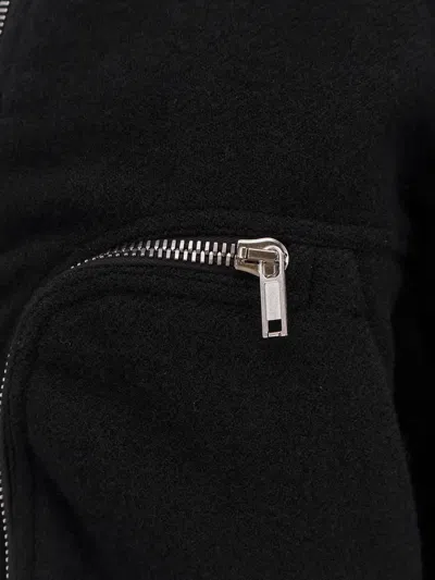 Rick Owens Leather Bomber Jacket In Black